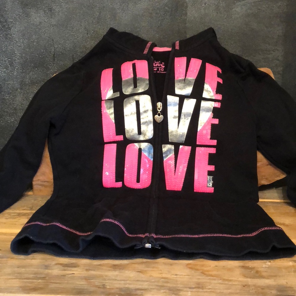 Justice Girls Size 10 Zip Up Hoodie